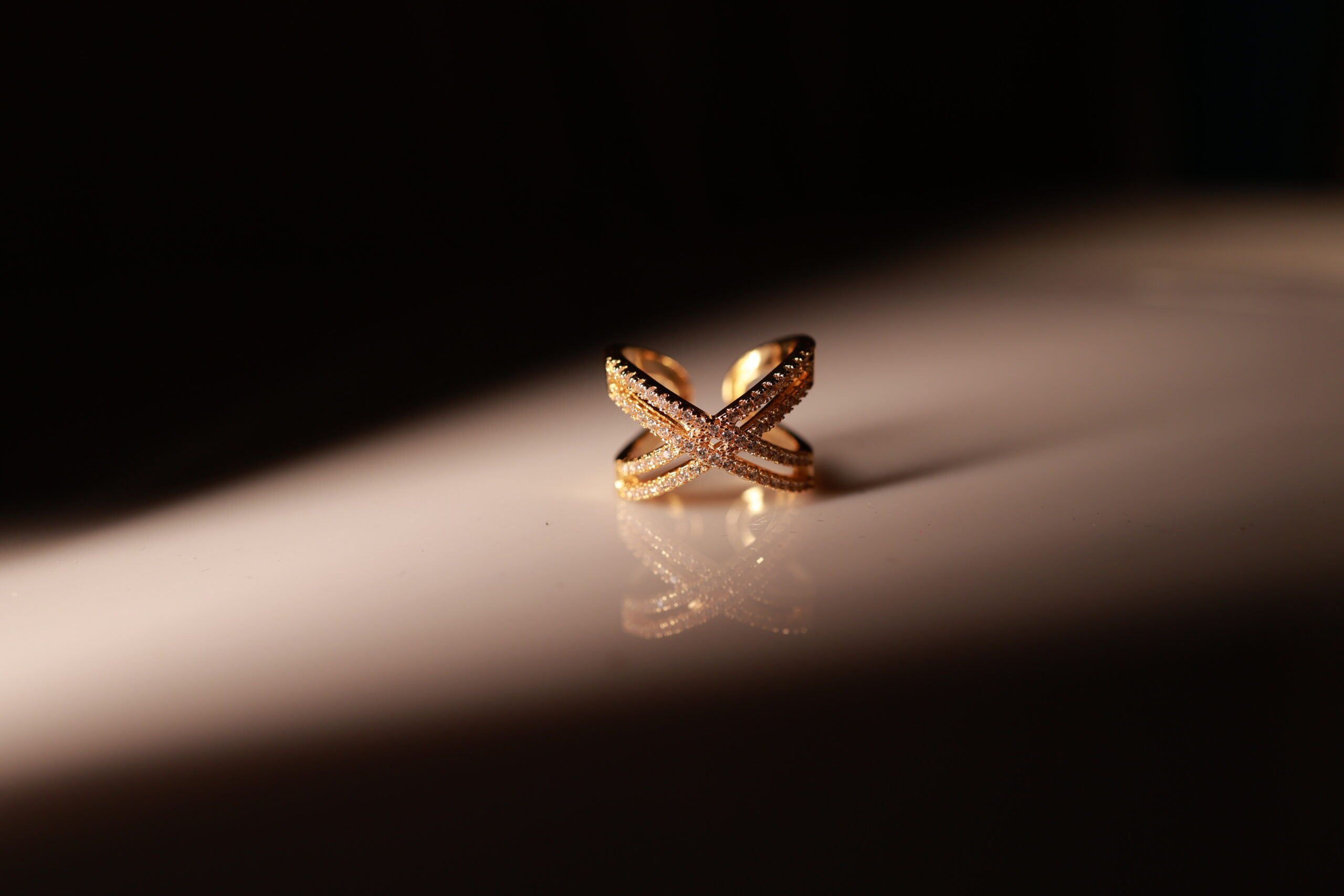 Anti Tarnish Adjustable Sparkling Cross Ring