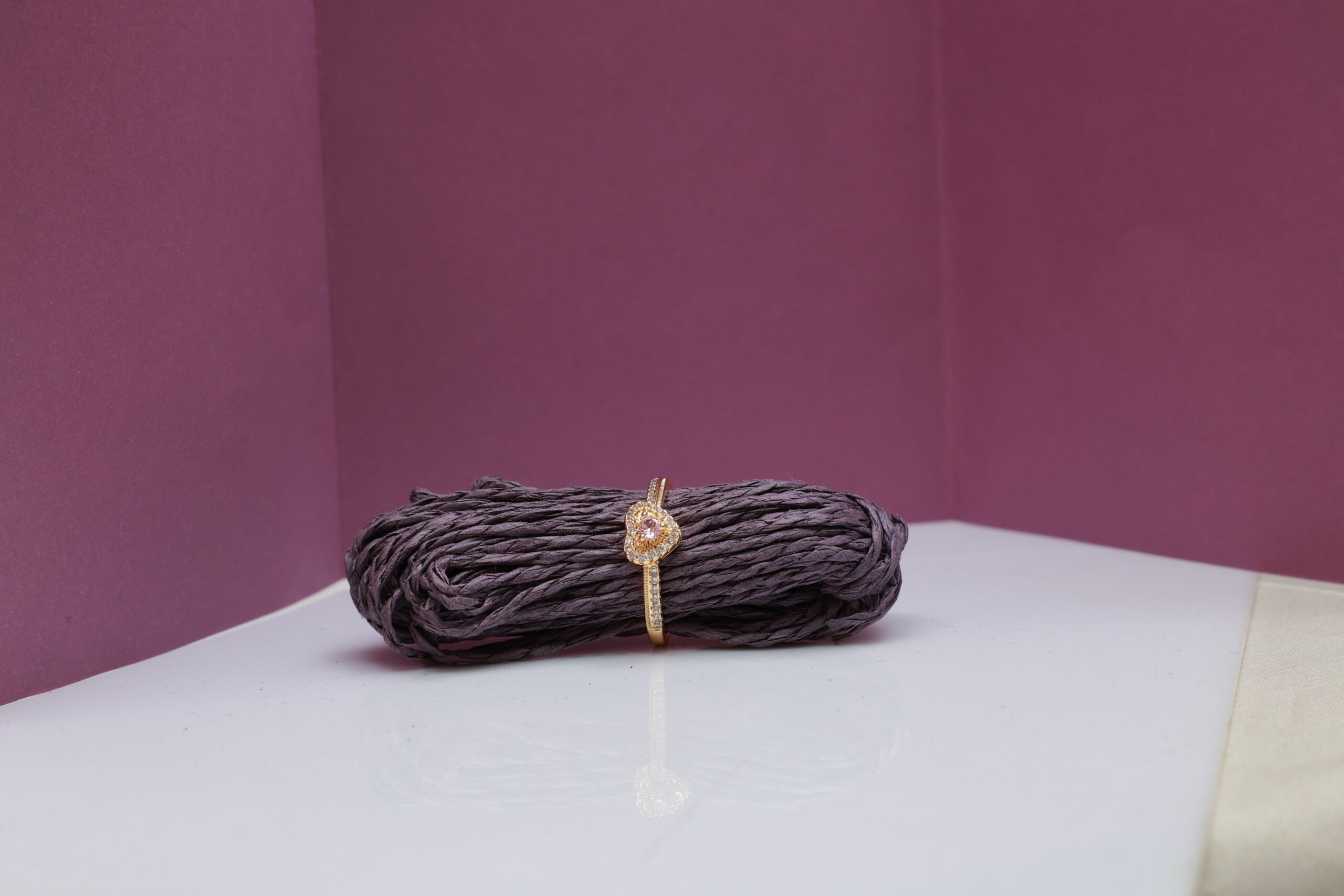 Anti Tarnish Pink Heart Ring