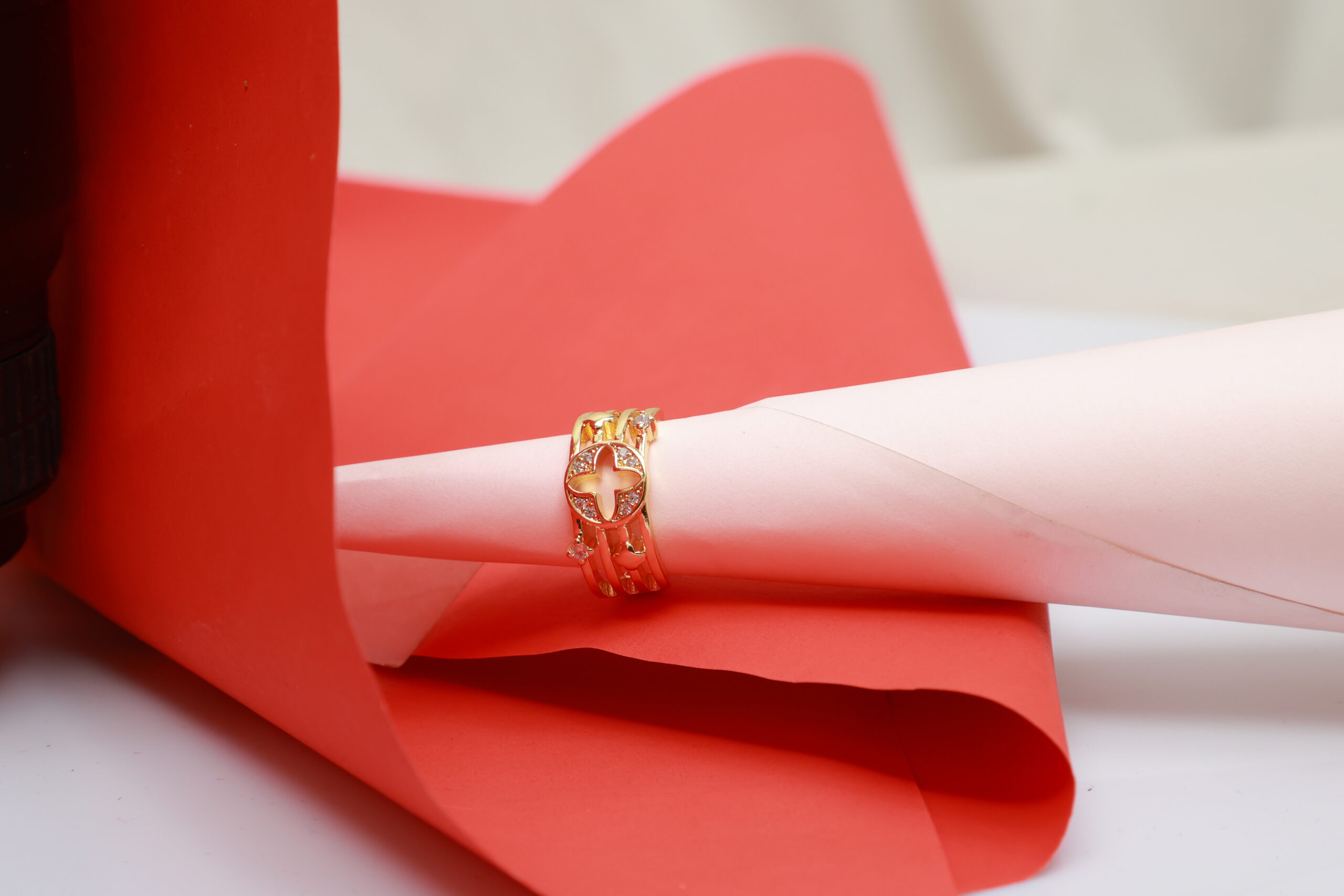 Anti Tarnish Adjustable Cross Plus Ring