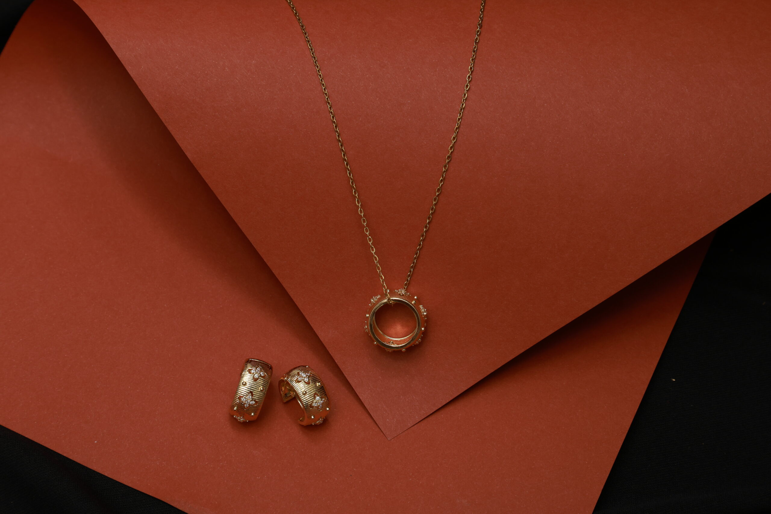 Anti Tarnish Rings Necklace set