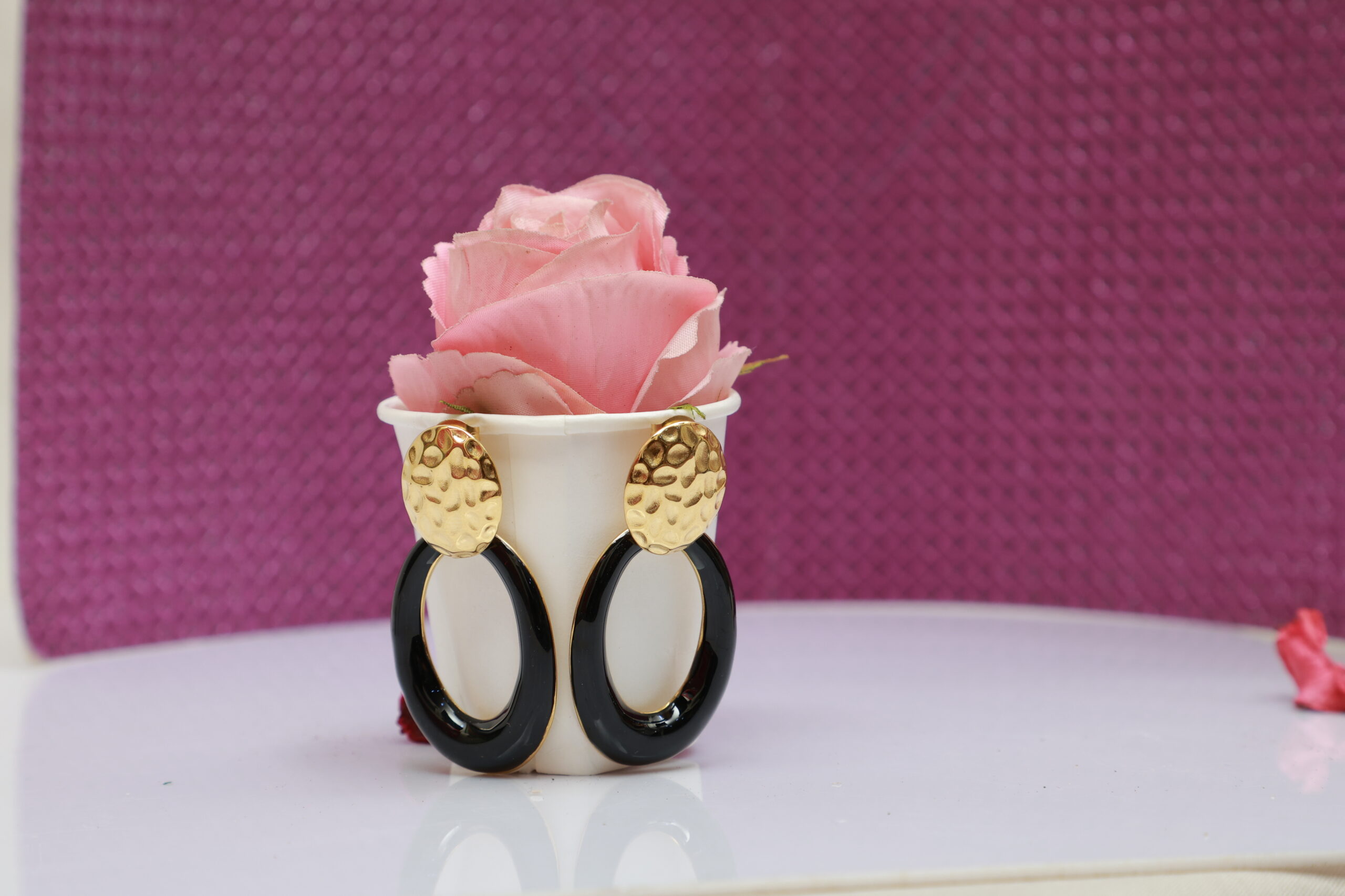 Anti Tarnish Textured Oval Dangle style Earring