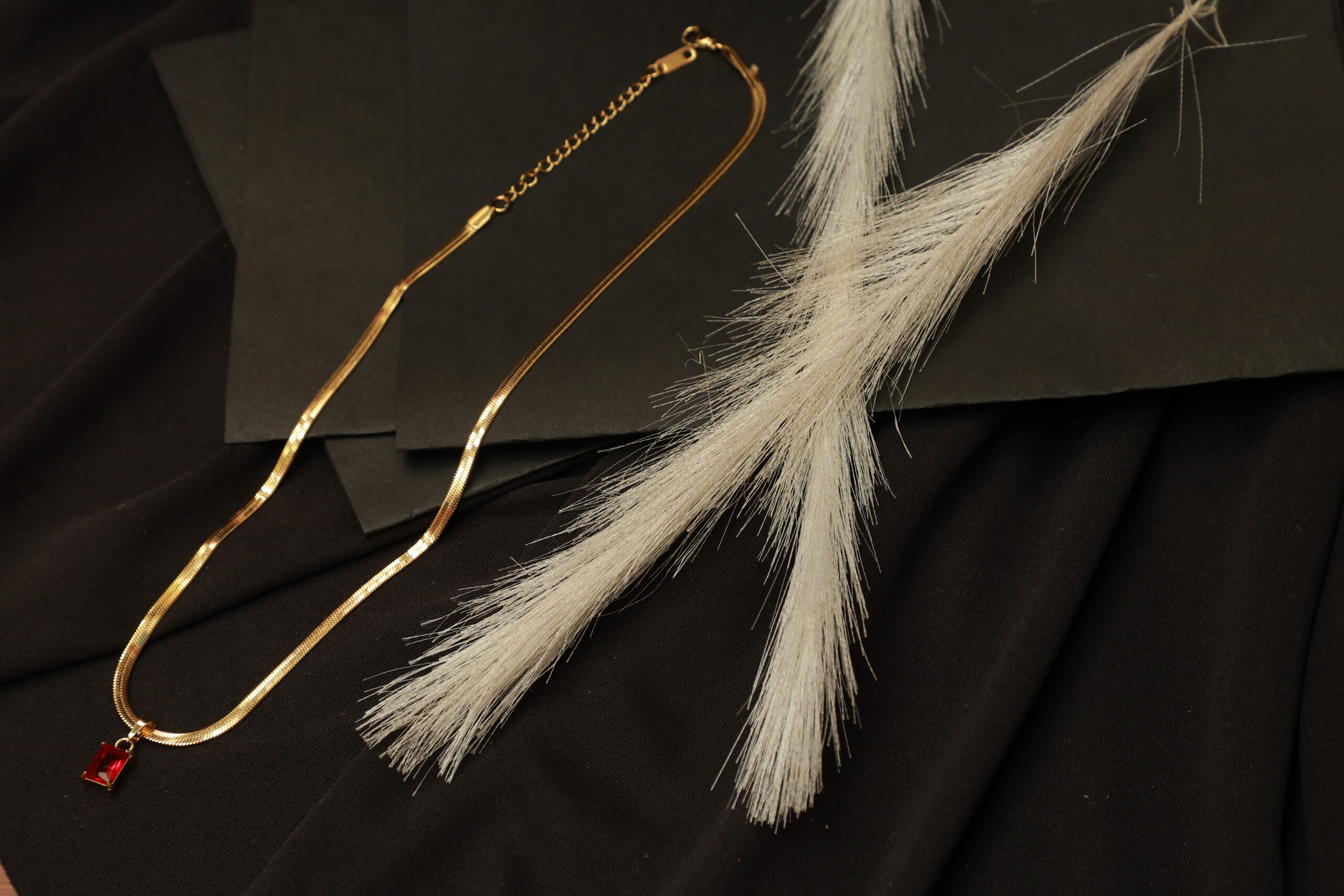 Anti Tarnish Ruby Snake Chain Necklace