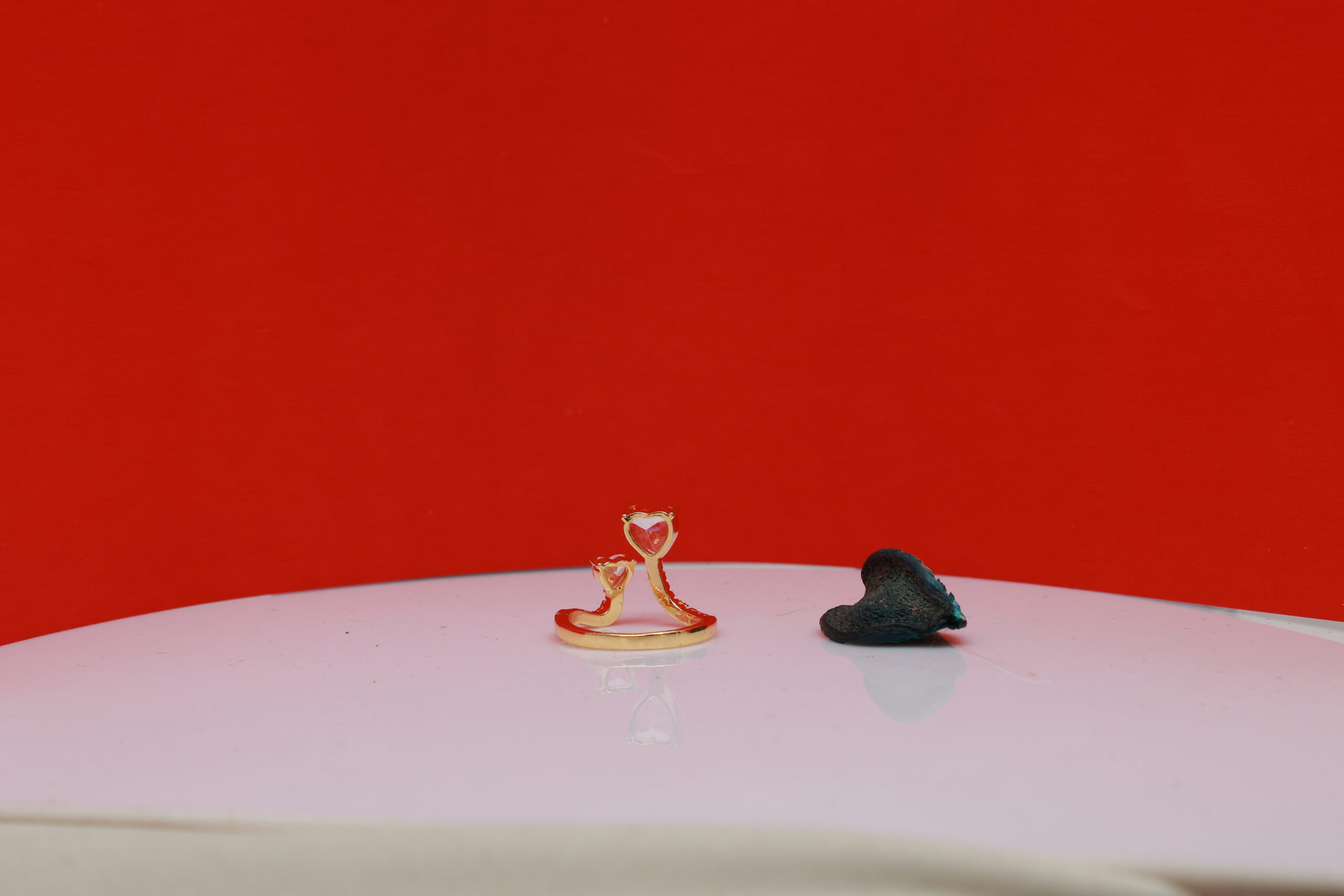 Anti Tarnish Dual Heart Open Ring